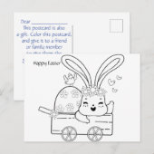 カラーリングイースターカードのパーソナライズ ポストカード (正面/裏面)