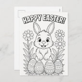 カラーリングイースターハガキ子供へー – おもしろい&大人！ シーズンポストカード (正面/裏面)