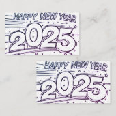 カラーリングカードハッピーニューイヤー2025 DIY 名刺 (正面/裏面)