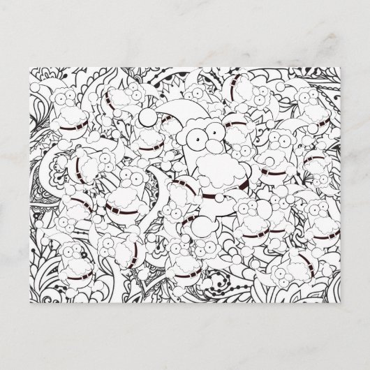 カラーリングクリスマスサンタマンダラ抽象芸術 ポストカード (正面)