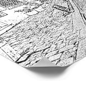 カラーリンググレースケールオールドパリシティ建物 ポスター (角)