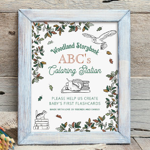 カラーリングフラッシュカード活動ベビーシャワーサイン ポスター