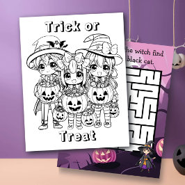 カラーリングページと迷路アクティビティのトリックまたは処理