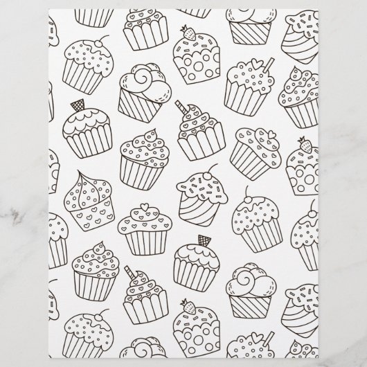 カラーリングページカップケーキパーティースクラップブック紙 (正面)