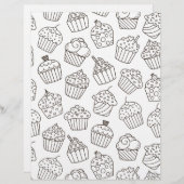 カラーリングページカップケーキパーティースクラップブック紙 (正面/裏面)