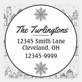 カラーリングページクリスマスビレッジ差出人住所 スクエアシール