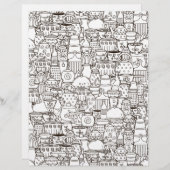 カラーリングページティーポットコーヒーカップスクラップブック紙 (正面/裏面)