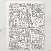 カラーリングページハッピービレッジスクラップブック紙 (正面/裏面)