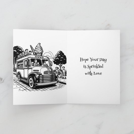 カラーリングページ付きアイスクリームサンデー誕生日 カード (内部)