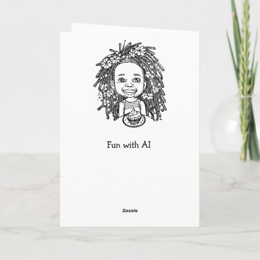 カラーリングページ誕生日 |アフリカ系アメリカ人漫画 カード (裏面)