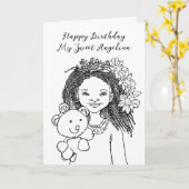 カラーリングページ誕生日 |アフリカ系アメリカ人漫画 カード (黄色い花)