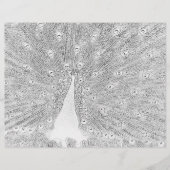 カラーリングページ – しっぽをファンデッドにした孔雀 (正面)