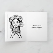 カラーリングページ |カップケーキの小さな女の子 カード (内部)