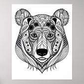 カラーリングページ – クマポートレート、独自のカラー ポスター (正面)