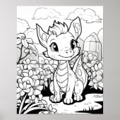 カラーリングページ – 可愛いドラゴン独自のカラー ポスター (正面)