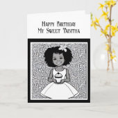 カラーリングページ |女パーソナライズされたの子の誕生日 カード (黄色い花)