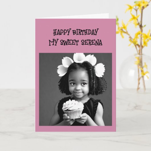 カラーリングページ |小さな女の子の誕生日 カード (黄色い花)