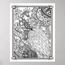 カラーリングポスター「ミセス威厳のあるディーの孔雀」