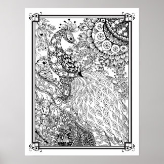 カラーリングポスター「ミセス威厳のあるディーの孔雀」 ポスター