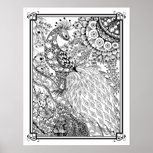 カラーリングポスター「ミセス威厳のあるディーの孔雀」 ポスター (正面)