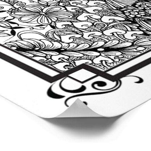 カラーリングポスター「ミセス威厳のあるディーの孔雀」 ポスター (角)