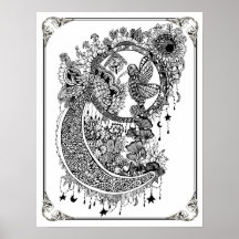 カラーリングポスター「ミセス・ディーのハミングバード・ネクター」