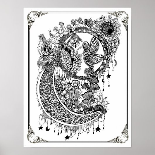 カラーリングポスター「ミセス・ディーのハミングバード・ネクター」 ポスター (正面)