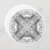 カラーリングマンダラアート5.25 x 5.25招待状サークル 招待状 (正面/裏面)