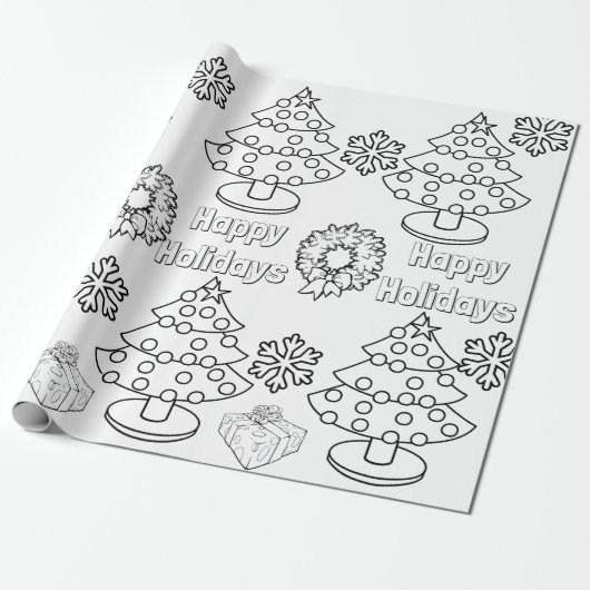 カラーリング子供へクリスマスツリー ラッピングペーパー (アンロールド)