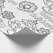 カラーリング子供へクリスマスツリー ラッピングペーパー (角)