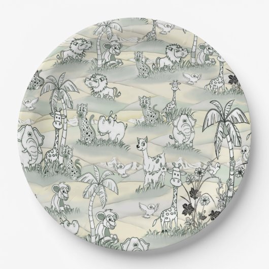 カラーリング・イン・ライン・スケッチ・アート ペーパープレート (正面)