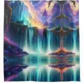 カラーレインボースペクトラムウォーターフォール山脈 シャワーカーテン (正面)