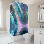 カラーレインボースペクトラムウォーターフォール階段 シャワーカーテン (インサイチュ)