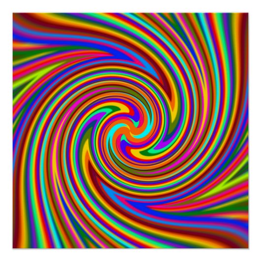 カラーレイ渦巻きレインボポスター ポスター (正面)