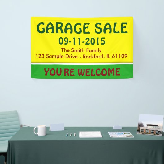 カラーレモンイエロー&ストライプアイディア+お客様 横断幕 (トレードショー)