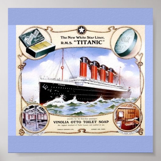 カラーヴィンテージ1912 TITANIC Image on Toilet Soap Ad ポスター (正面)