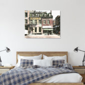 カラーヴィンテージ1930の都市通りコーナーシーン キャンバスプリント (インサイチュ (寝室))