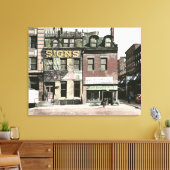 カラーヴィンテージ1930の都市通りコーナーシーン キャンバスプリント (インサイチュ (リビング))