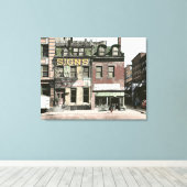 カラーヴィンテージ1930の都市通りコーナーシーン キャンバスプリント (インサイチュ (ウッドフロア))