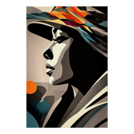 カラー交響曲オン抽象芸術顔 ポスター