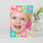 カラー付きの可愛い誕生日鮮やか写真 招待状 (スタンド正面)