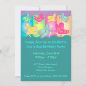 カラー付きの可愛い誕生日鮮やか写真 招待状 (裏面)