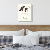 カラー付きパーソナライズ可能な犬のワンラインアート キャンバスプリント (インサイチュ (寝室))