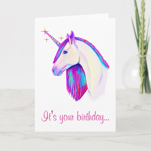 カラー付きユニコーン誕生日カード カード (正面)