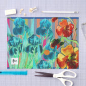 カラー付き青数々のアイリスストライプティッシュペーパー 薄葉紙 (クラフト)