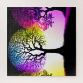 カラー付き黒いシルエット鮮やかツリー ジグソーパズル (縦)