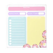 カラー修正可空白の能シートペストリー料理レシピ ノートパッド (正面)