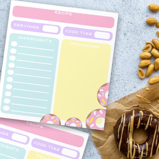 カラー修正可空白の能シートペストリー料理レシピ ノートパッド