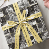 カラー写真を白黒のコラージュにする ラッピングペーパー