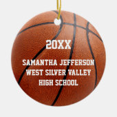 カラー写真バスケットボールスポーツ卒業学校 セラミックオーナメント (正面)